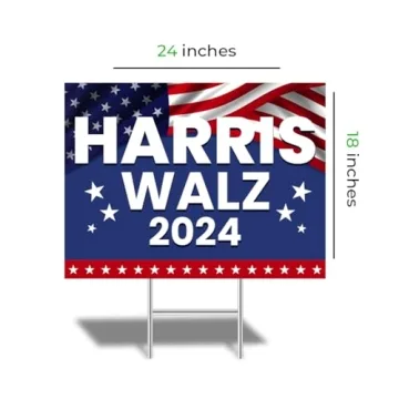 Harris Walz 2024 Double Sided Yard Sign - 24x18