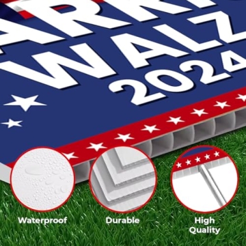 Harris Walz 2024 Double Sided Yard Sign - 24x18