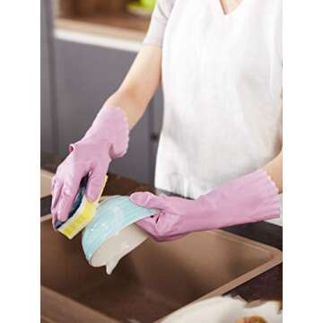 LANON Wahoo Skin-Friendly Cleaning Gloves in Mauve Mist