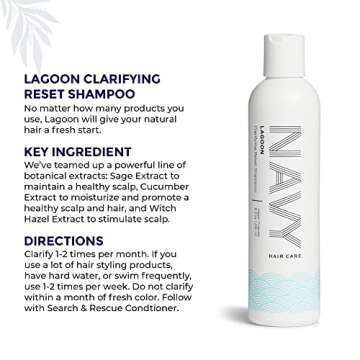NAVY Lagoon Clarifying Shampoo - Hair Purifying, Deep Cleanse, Refresh, and Restore Your Scalp for L...