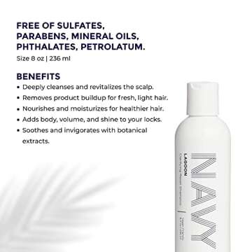 NAVY Lagoon Clarifying Shampoo - Hair Purifying, Deep Cleanse, Refresh, and Restore Your Scalp for Lush, Vibrant Hair | Vegan and Sulfate-Free Shampoo - 8 oz