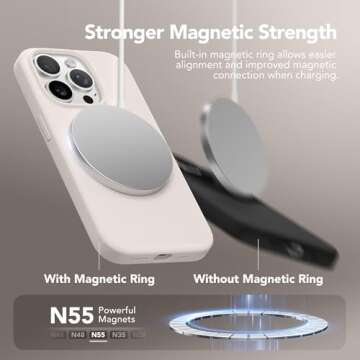 GONEZ for iPhone 15 Pro Max Case Silicone, Compatible with Magsafe, Camera Protector + Screen Protector, Soft Anti-Scratch Microfiber Lining, Liquid Silicone Shockproof Phone Cover, Stone