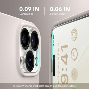 GONEZ for iPhone 15 Pro Max Case Silicone, Compatible with Magsafe, Camera Protector + Screen Protector, Soft Anti-Scratch Microfiber Lining, Liquid Silicone Shockproof Phone Cover, Stone