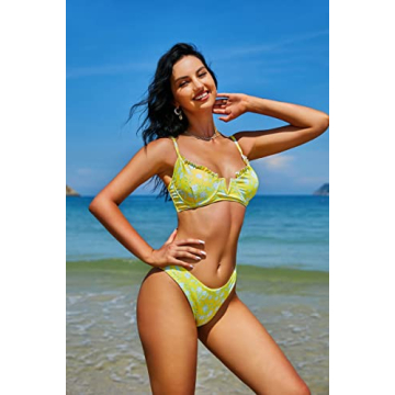 Stylish ZAFUL Women's Floral High Cut Bikini Set