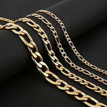 Stylish HZMAN 24K Gold-Plated Figaro Chain Necklace