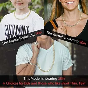 Stylish HZMAN 24K Gold-Plated Figaro Chain Necklace