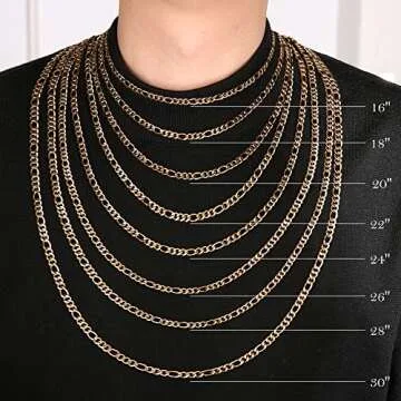 Stylish HZMAN 24K Gold-Plated Figaro Chain Necklace