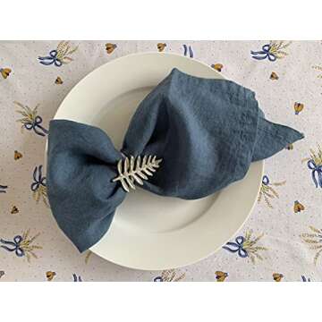 Linen Napkins –100% French Flax – Stonewashed Pure Linen Cloth Napkins - Size 18 Inch x 18 Inch – Set of 4 (Soft Teal Blue)
