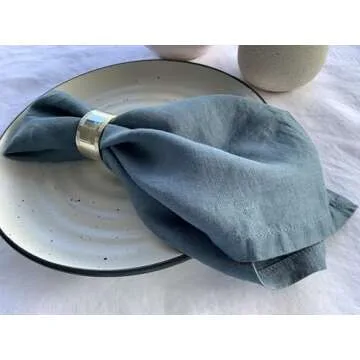 Elegant Soft Teal Blue French Linen Napkins Set of 4