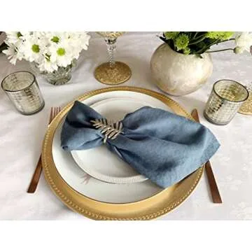 Elegant Soft Teal Blue French Linen Napkins Set of 4