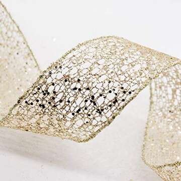 Elegant Champagne Gold Wired Ribbon for Crafting