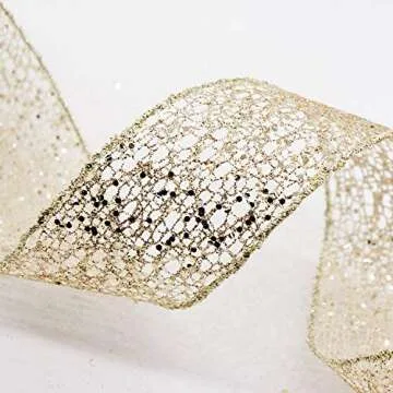 Elegant Champagne Gold Wired Ribbon for Crafting