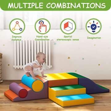 TOLEAD Toddler Foam Climbing Set Indoor - Kids Climb & Crawl Soft Activity Playset - Toddler Climber...