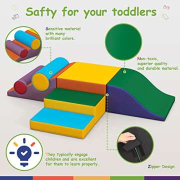 TOLEAD Toddler Foam Climbing Set Indoor - Kids Climb & Crawl Soft Activity Playset - Toddler Climber Gymnastics Equipment for Walking in Balance