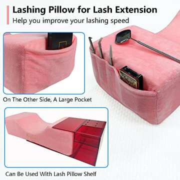 Puransen Lash Pillow for Lash Extensions - Soft Velvet Memory Foam for Comfort