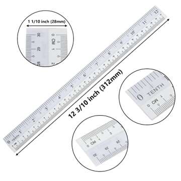 Aconnet 36 Pack Clear Flexible Ruler 12 Inch Plastic Ruler Shatter Resistant Straight Ruler Bendable Flexible Clear Ruler with Inches and Centimeters for Student Teacher School Office and Home Use
