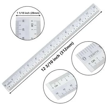 Aconnet 36 Pack Clear Flexible Ruler 12 Inch Plastic Ruler Shatter Resistant Straight Ruler Bendable Flexible Clear Ruler with Inches and Centimeters for Student Teacher School Office and Home Use