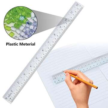 Aconnet 36 Pack Clear Flexible Ruler 12 Inch Plastic Ruler Shatter Resistant Straight Ruler Bendable Flexible Clear Ruler with Inches and Centimeters for Student Teacher School Office and Home Use
