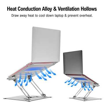 DUCHY Laptop Stand, Ergonomic Laptop Riser Computer Stand,Adjustable Laptop Holder Height from 2.1" to 13.8", Supports up to 22lbs,Compatible with MacBook, All Laptops Tablets 10-17.3 Inch