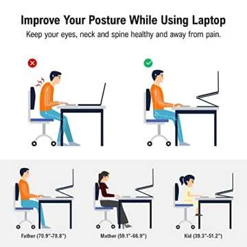 DUCHY Laptop Stand, Ergonomic Laptop Riser Computer Stand,Adjustable Laptop Holder Height from 2.1" to 13.8", Supports up to 22lbs,Compatible with MacBook, All Laptops Tablets 10-17.3 Inch