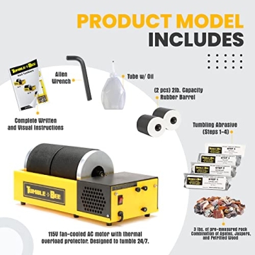 Tumble-Bee Double Barrel Rock Tumbler for All Ages