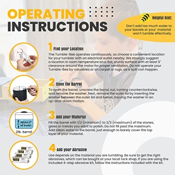 Tumble-Bee Double Barrel Rock Tumbler for All Ages