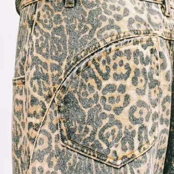CUTEGAL Leopard Jeans Y2k Aesthetic Baggy Cargo Pants High Waisted Cheetah Print Jeans for Women (C,XS,X-Small)