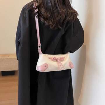 Juoxeepy Coquette Aesthetic Bow Trend Shoulder Bag Purse Bow Tie Handbag Crossbody Purse Trendy Clutch Satchel Bag