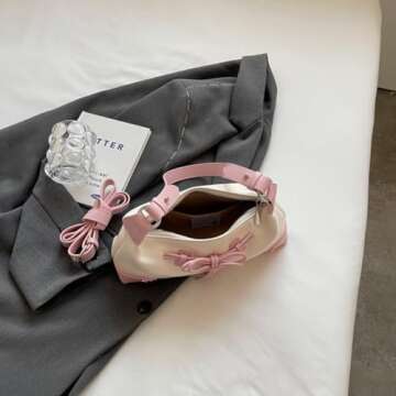 Juoxeepy Coquette Aesthetic Bow Trend Shoulder Bag Purse Bow Tie Handbag Crossbody Purse Trendy Clutch Satchel Bag