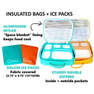 Kinsho Bento Box Set with Lunch Bag and Ice Pack