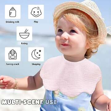 Absorbent Muslin Baby Bibs for Teething - Set of 8