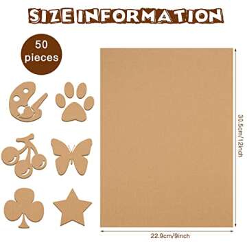 50 Pack Corrugated Cardboard Sheets Flat Cardboard Inserts Flat Squares Separators for Art Projects ...
