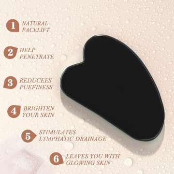 YLTNEUQER Jade Roller Gua Sha Set - Facial Skin Care Set, Facial Beauty Tools, Natural Beauty Skin Care Tools, Face Roller Massager for Face, Neck, and Eye Treatment,Gua Sha Facial Massager (Black)