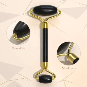 YLTNEUQER Jade Roller Gua Sha Set - Facial Skin Care Set, Facial Beauty Tools, Natural Beauty Skin Care Tools, Face Roller Massager for Face, Neck, and Eye Treatment,Gua Sha Facial Massager (Black)