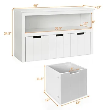 HONEY JOY Kids Toy Storage Organizer with Bins Wheels