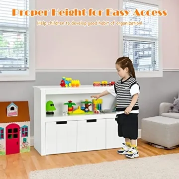 HONEY JOY Kids Toy Storage Organizer with Bins Wheels