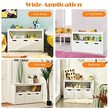 HONEY JOY Kids Toy Storage Organizer with Bins Wheels