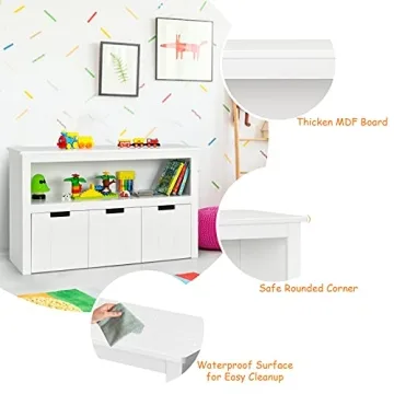 HONEY JOY Kids Toy Storage Organizer with Bins Wheels