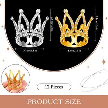 12 Pcs Crown Cake Topper Mini Baby Crown Tiny Queen Crown Small Princess Headpiece Cake Decoration f...