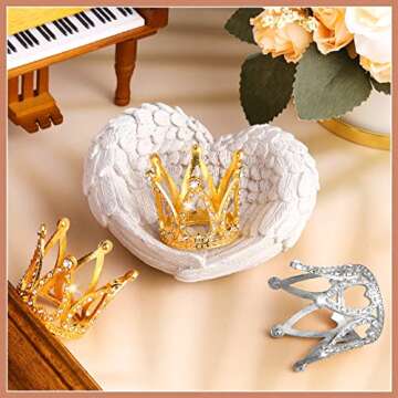 12 Pcs Crown Cake Topper Mini Baby Crown Tiny Queen Crown Small Princess Headpiece Cake Decoration for Women Lady Girl Bridal Wedding Royal Themed Baby Shower Decorations Birthday Party (Gold, Silver)
