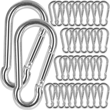60Pack 2” Spring Snap Hooks, Galvanized Steel Small M5 Carabiner Clips Keychain, 220lb Capacity He...