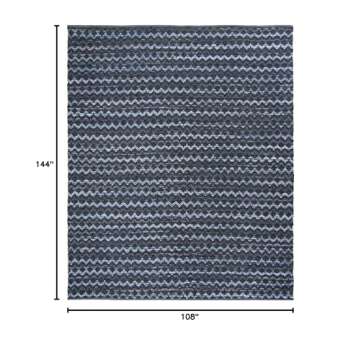 SAFAVIEH Montauk Collection Area Rug - 9' x 12', Navy Blue & Black, Handmade Flat Weave Cotton, Idea...