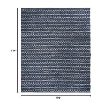 SAFAVIEH Montauk Collection Area Rug - 9' x 12', Navy Blue & Black, Handmade Flat Weave Cotton, Idea...