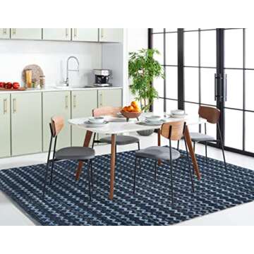 SAFAVIEH Montauk Collection Area Rug - 9' x 12', Navy Blue & Black, Handmade Flat Weave Cotton, Ideal for High Traffic Areas in Living Room, Bedroom (MTK120N)