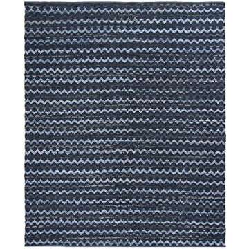 SAFAVIEH Montauk Collection Area Rug - 9' x 12', Navy Blue & Black, Handmade Flat Weave Cotton, Ideal for High Traffic Areas in Living Room, Bedroom (MTK120N)