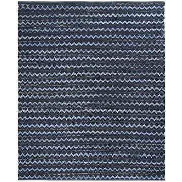 SAFAVIEH Montauk Collection Area Rug - 9' x 12', Navy Blue & Black, Handmade Flat Weave Cotton, Ideal for High Traffic Areas in Living Room, Bedroom (MTK120N)