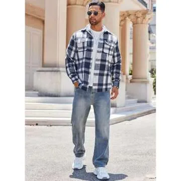 Stylish COOFANDY Men's Flannel Cotton Shirt Jacket