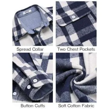 Stylish COOFANDY Men's Flannel Cotton Shirt Jacket