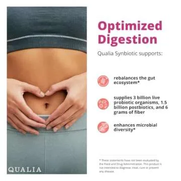 Qualia Synbiotic 28 Science-Backed Spore Probiotics, Prebiotics, Postbiotics, Fermented Foods for Gut Health & Digestion Support, Promotes Akkermansia Vegan TROPICAL FLAVOR, (1 Month Supply)