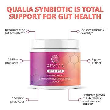Qualia Synbiotic 28 Science-Backed Spore Probiotics, Prebiotics, Postbiotics, Fermented Foods for Gut Health & Digestion Support, Promotes Akkermansia Vegan TROPICAL FLAVOR, (1 Month Supply)
